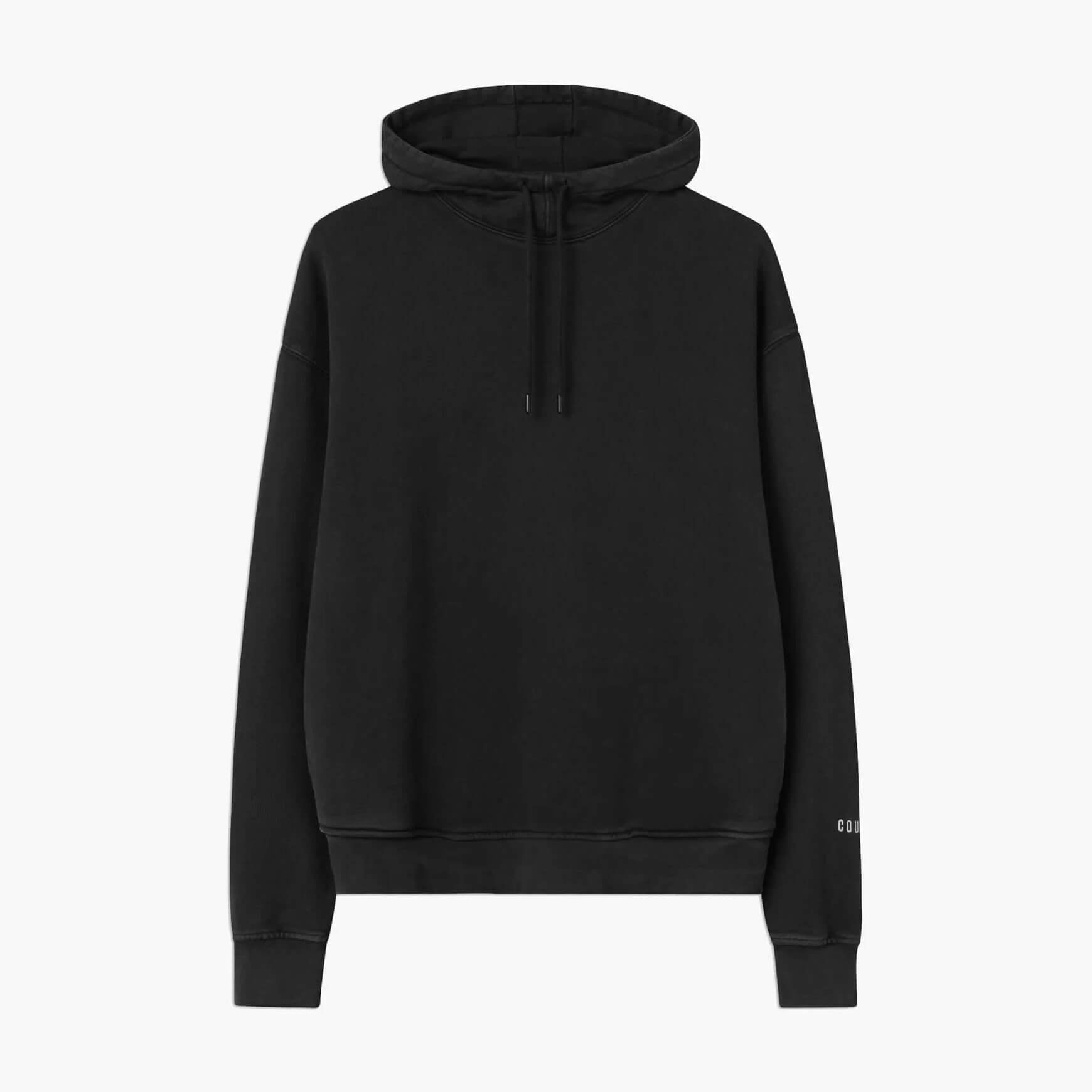 Washed cotton hooded sweatshirt black –