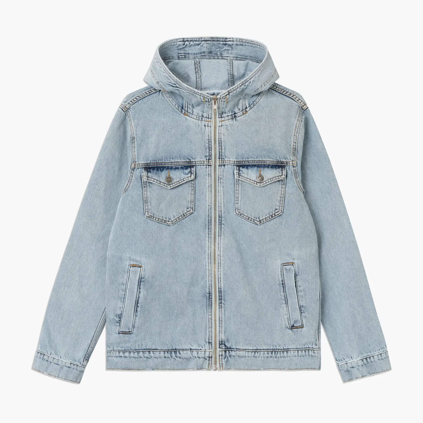 Stretch hooded store denim jacket