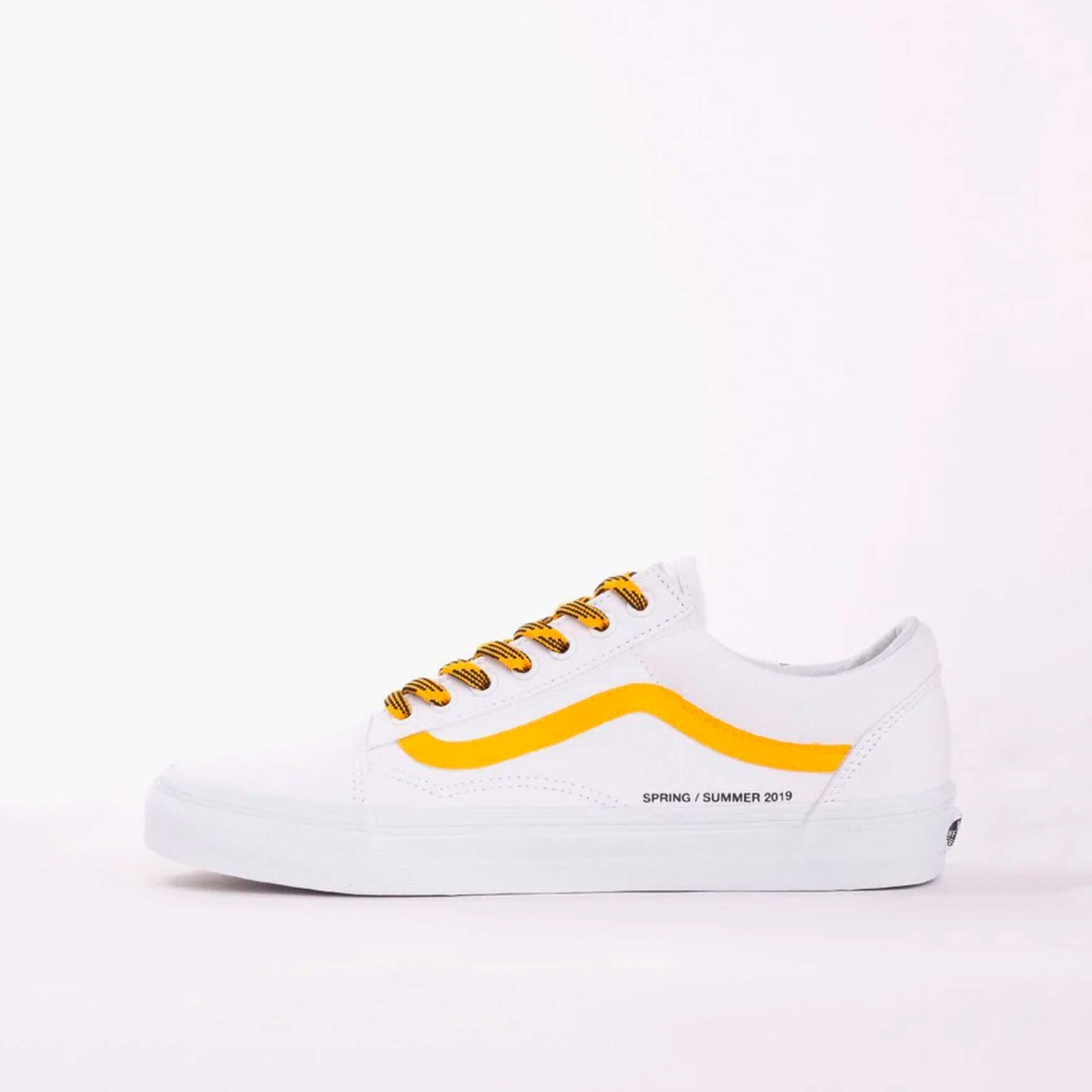 Yellow cheap white vans