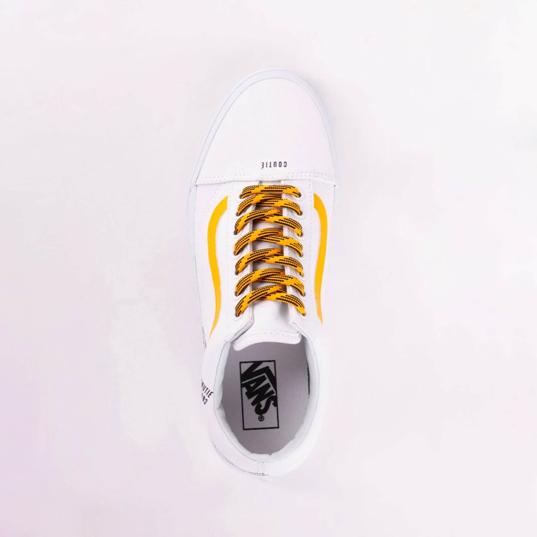 White vans with outlet yellow stripe