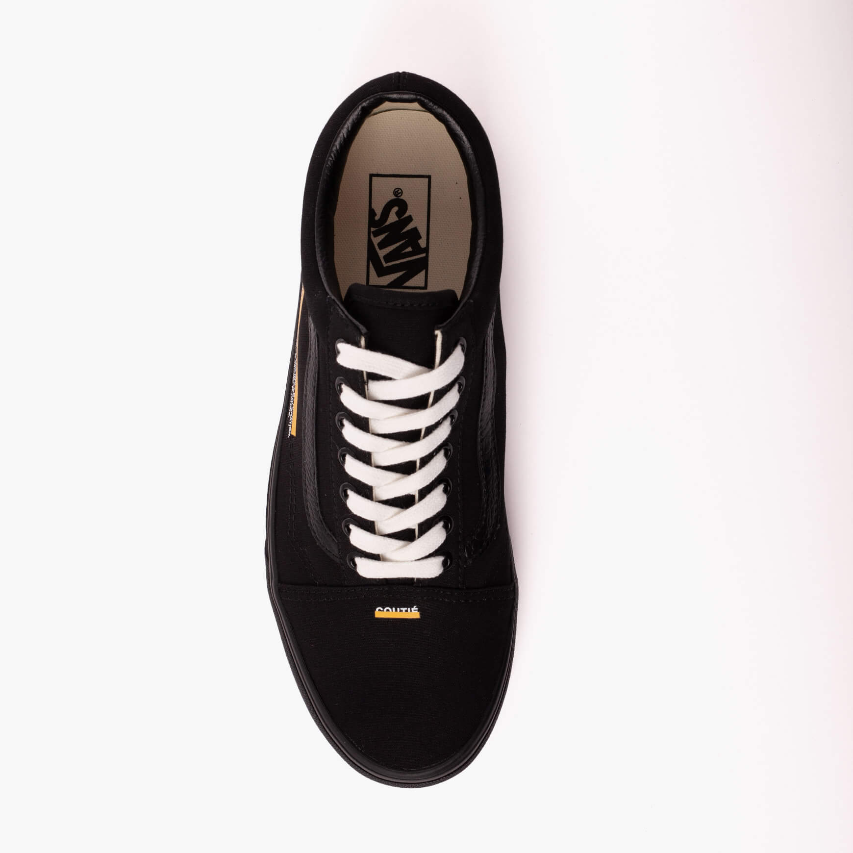 Black vans with black stripe best sale