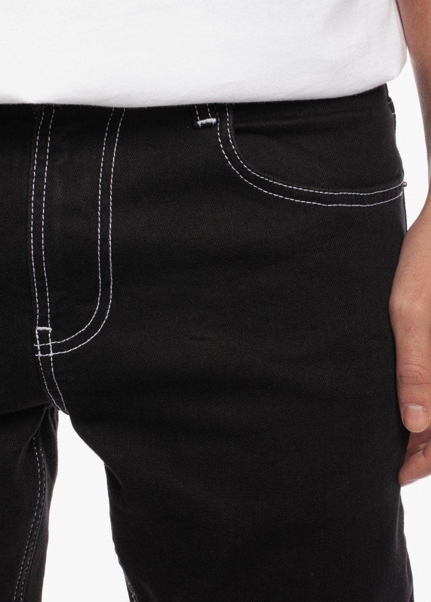 Black jeans with contrast stitching shops